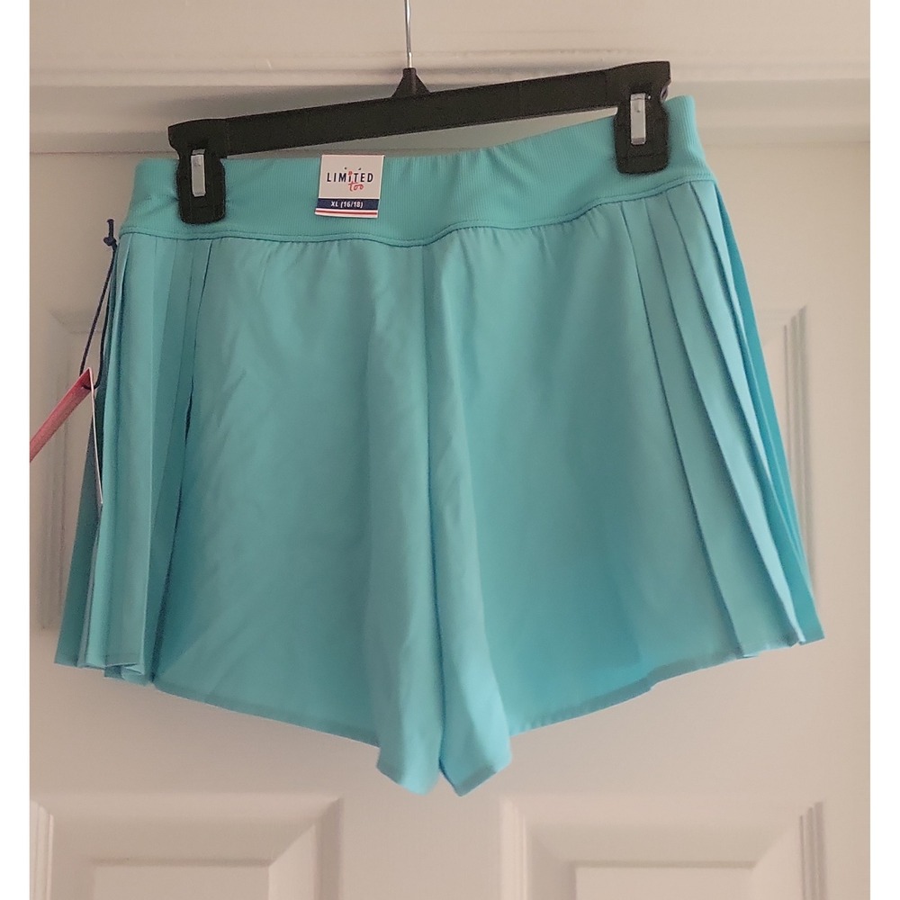 Limited Too Girls Teal Pleated Skort XL  Ribbed Waist Athletic Skirt NEW